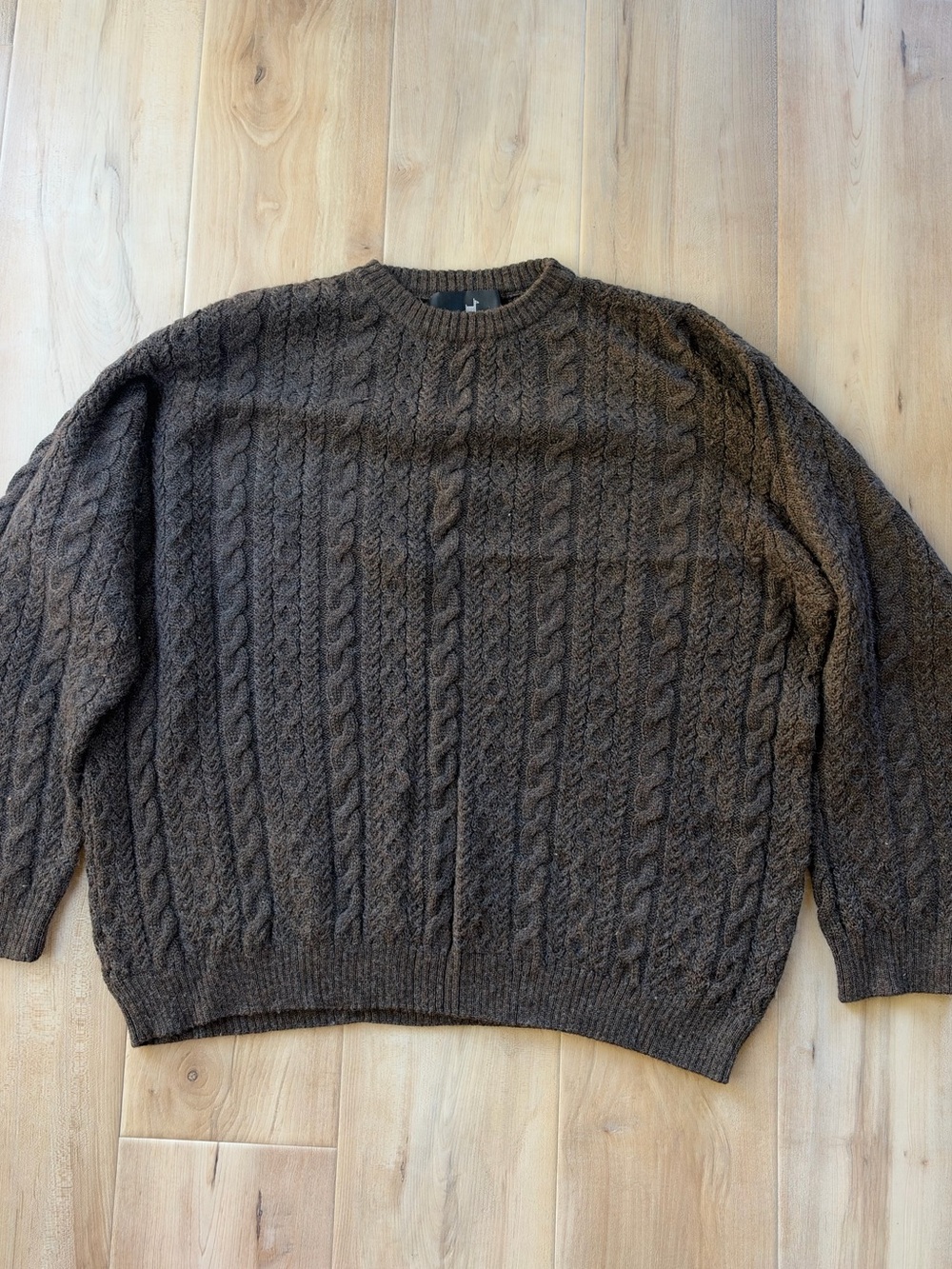 Vintage Peruvian Connection Alpaca Wool Cableknit Sweater Size Large